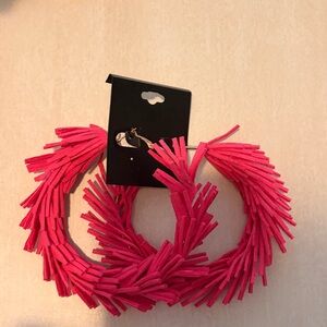 Chic Pink Fringe Hoop Earrings